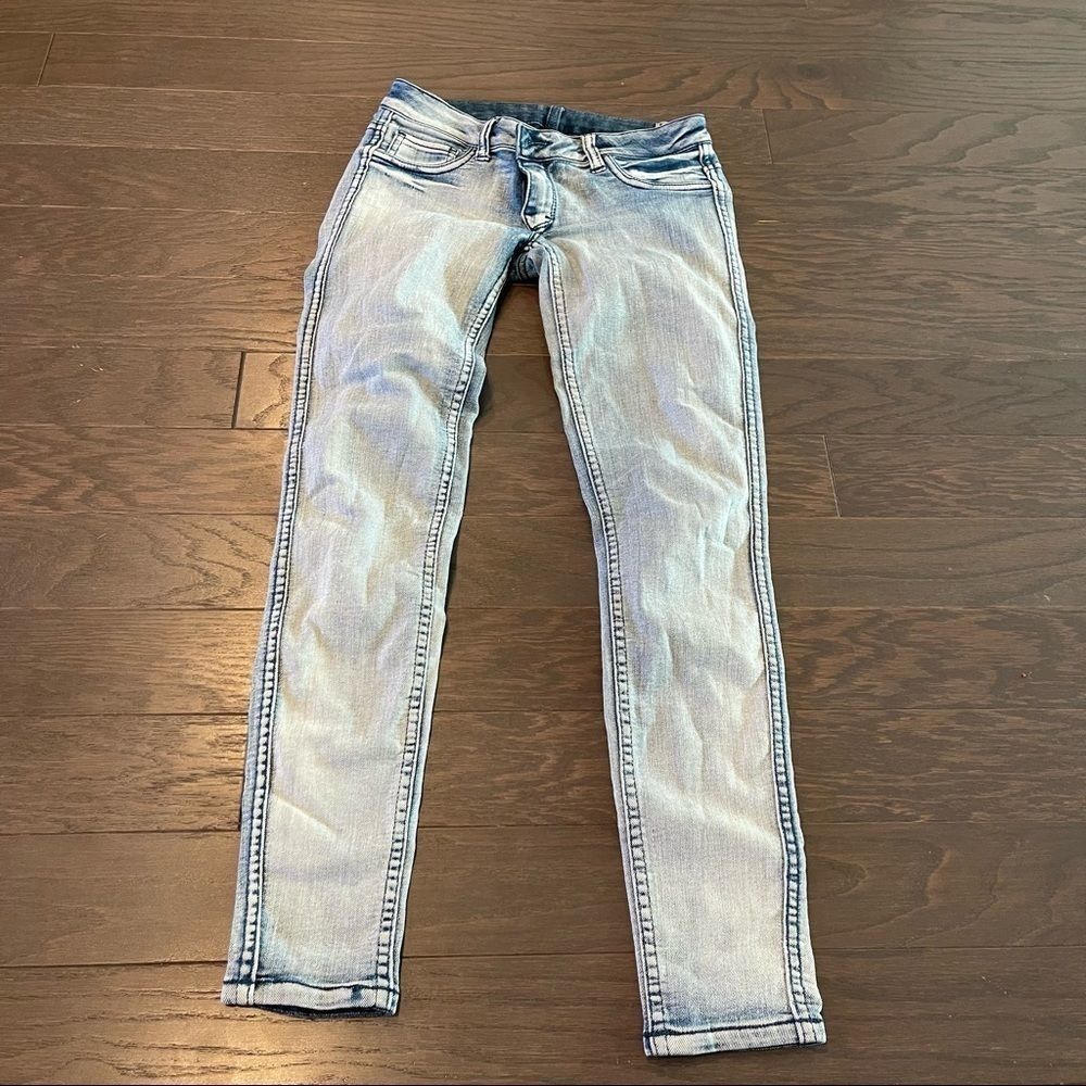 Flip side reversible denim blue jeans size 1
